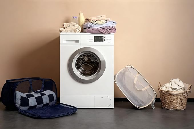 1 Pack Collapsible Laundry Baskets Popup Mesh Laundry Basket Durable Handles