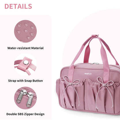 ECOHUB Small Gym Bag for Women, Mini Gym Duffle Bag with Wet Compartment, Bowknot Sports Bag, Cute Gym Tote Bag Dance Yoga Workout Travel Bags Pink