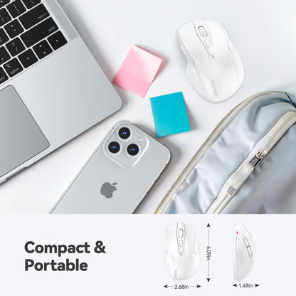 TECKNET Wireless Mouse, 2.4G Ergonomic Optical Mouse, Computer Mouse for Laptop, PC, Computer, Chromebook, Notebook, 6 Buttons, 24 Months Battery Life, 2600 DPI, 5 Adjustment Levels