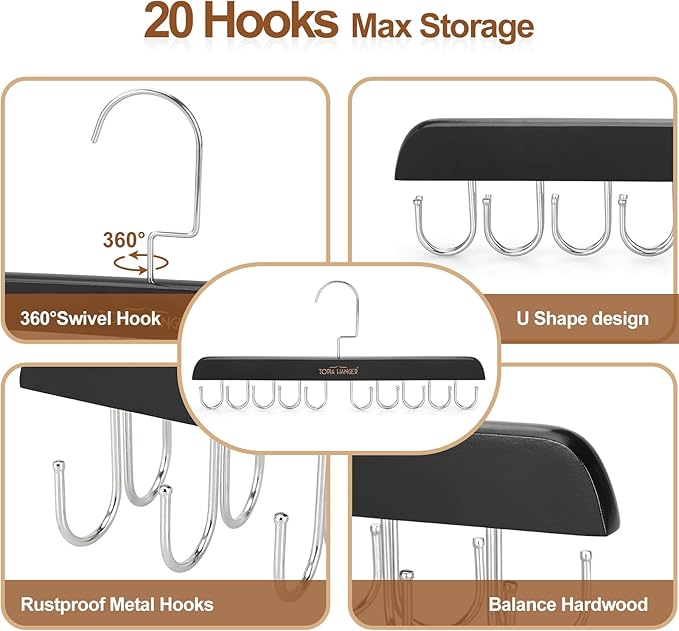 TOPIA HANGER Bra Hanger for Closet, 2 Pack Tank Top Hangers 40 Hooks Capacity