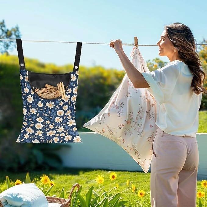 Clothes Pin Hanging Bag with Big Opening Storage Clothes Pins & Mini Clothespins