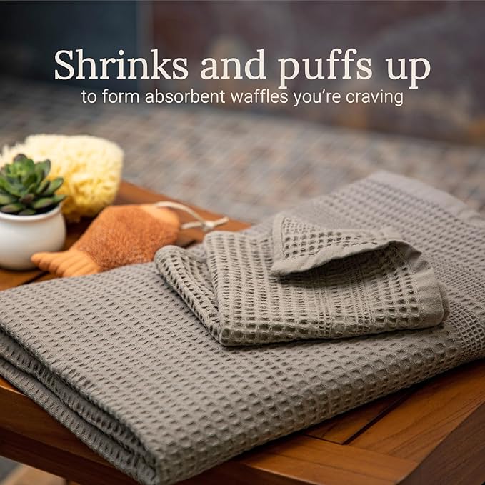 GILDEN TREE Waffle Towel Set Quick Dry Thin | 2 Bath Towels | 2 Hand Towels | 2
