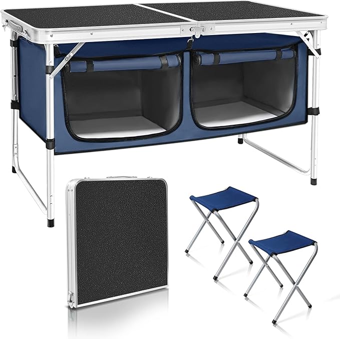 CampLand Outdoor Folding Table Aluminum Lightweight Height Adjustable