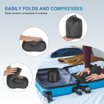 Eono Neck Pillow Memory Foam, Travel Pillow for Neck, Comfortable Neck and Head Support Pillow for Plane Cars Trains Office, Soft Flight Travel Cushion for Sleeping
