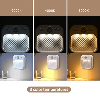 Led Night Light with Motion Detector 2 Pack, Cabinet Light Dimmable with Timer Function, Staircase Lighting 3 Color Temperature 3000/4500/6000K, Hallway Light Rechargeable 600mAh for Children's Room