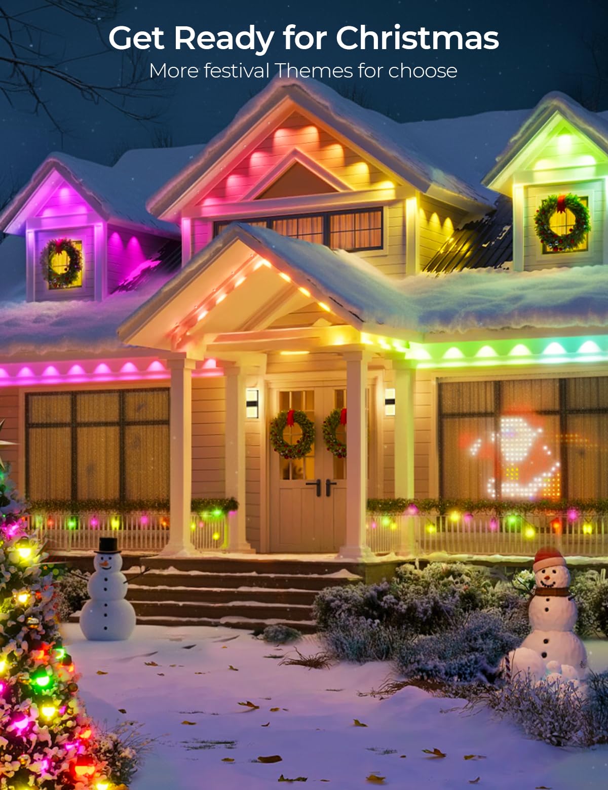 SMAVISTA Smart Permanent Outdoor Lights Pro, 50ft 30LED RGB+IC+Warm/Cool White for Daily, 100+ Scene Modes, Waterproof Eaves Light for Halloween Christmas Decor, Works with Alexa, Google Assistant