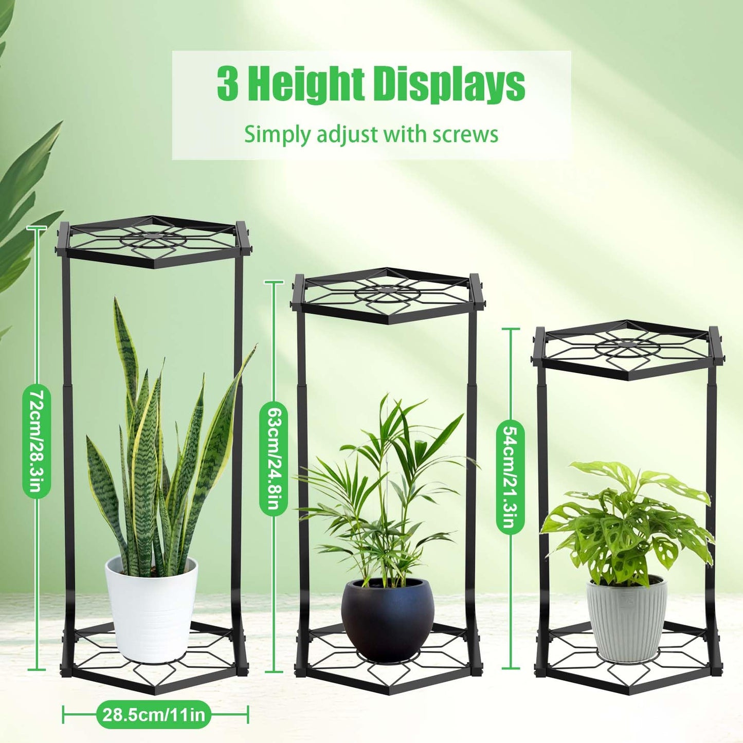 DUMING-IN Plant Stand Indoor-2 Tier Adjustable Tall Plant Stand Flower Pot Holder Metal Plant Rack Lightweight Duty Rustproof for Garden Corner Patio Lawn Balcony Office Living Room
