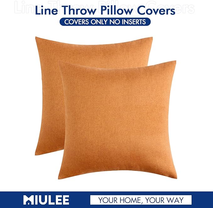 MIULEE Pack of 2 Decorative Outdoor Solid Waterproof Throw Pillow Covers Faux