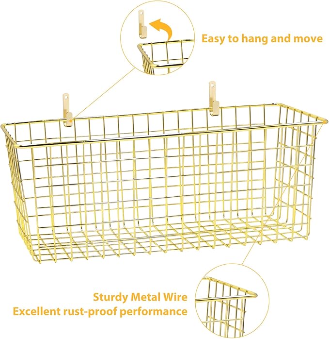 2 Sets Extra Large Hanging Wall Basket, WallmountedFruit Vegetable Toy Snack