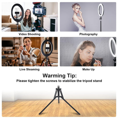 Herrfilk 13" Ring Light with Tripod Stand & Phone Holder, LED Ring Light for Phone with 3 Light Color Temperatures, 12 Brightnesses, 48 RGB Light Modes, Ringlight for Selfie, YouTube, Tik Tok