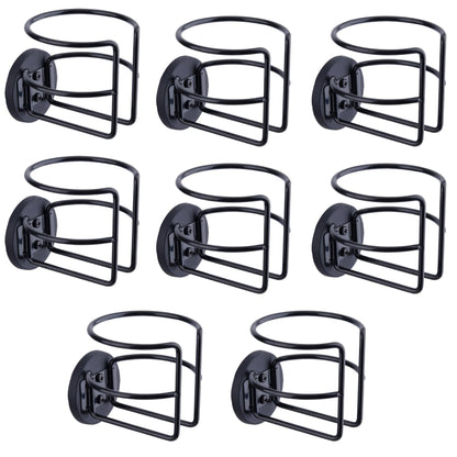 8 Pack Magnetic Cup Holder with 2 Screws Mount, Full Covered Bus Tractor Cup Holder, Magnet Bottle Drink Holder, Black
