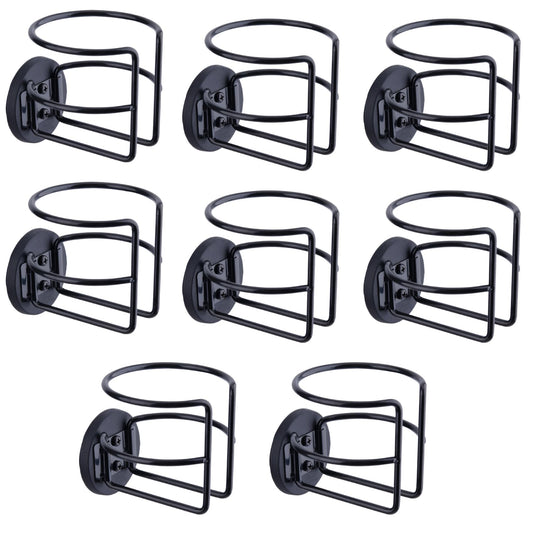 8 Pack Magnetic Cup Holder with 2 Screws Mount, Full Covered Bus Tractor Cup Holder, Magnet Bottle Drink Holder, Black