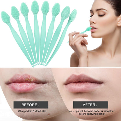 Silicone Facial Cleansing Brush 3 Pack, Beomeen 4 in 1 Handheld Face Scrubber for Deep Gentle Exfoliating, Double-Ended Face Wash Scrub Brush for Face Skincare and Massage (Green)