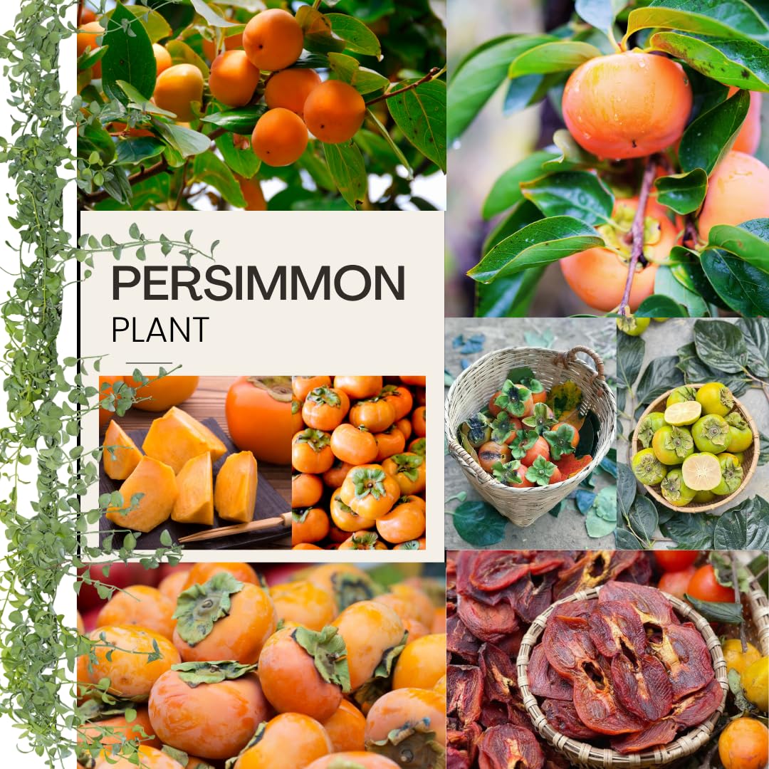 American Persimmon Tree Live Plant, Persimmons Fruit Plant Live, Zone 9 to 11, 5 to 7 Inc Tall Well Rooted
