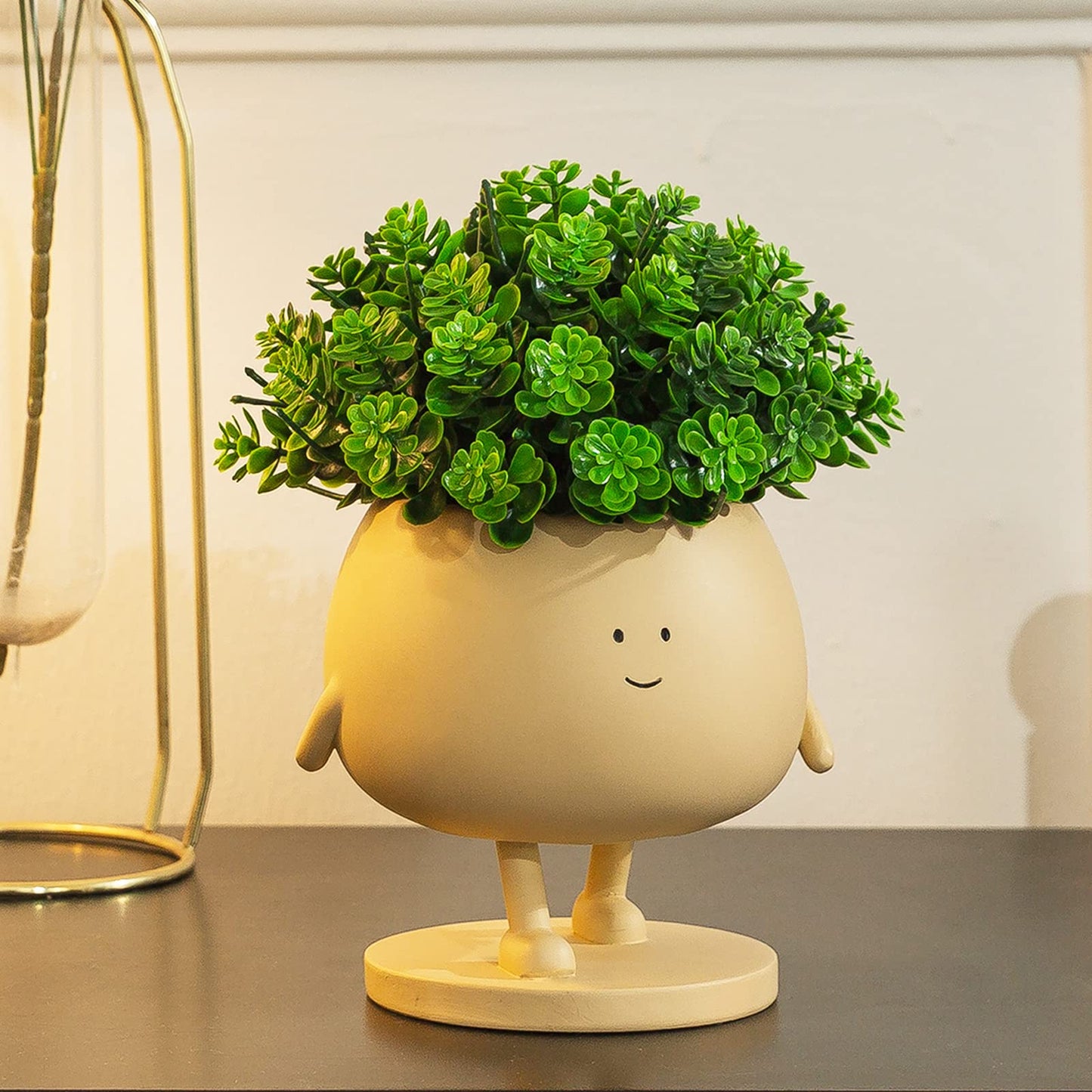 COTYNI Face Plant Pots, Succulent Pots, 4.9 Inch Head Planters for Indoor, Cute Resin Flower Pot with Drainage Hole, Unique Cactus Planter, Small Planter Pots for Mini Plant (1 Pack)