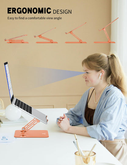 ToBeoneer Laptop Stand, Ergonomic Adjustable Computer Stand for Collaborative Work, Foldable and Portable Heat Sink Computer Stands, Fits up to 15.6-inch Laptops (Orange)