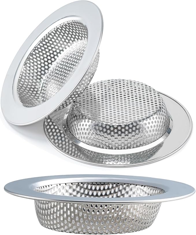 3 Pcs Sink Strainer for Most Kitchen Sink Drain Basket, Upgraded Double-Layer