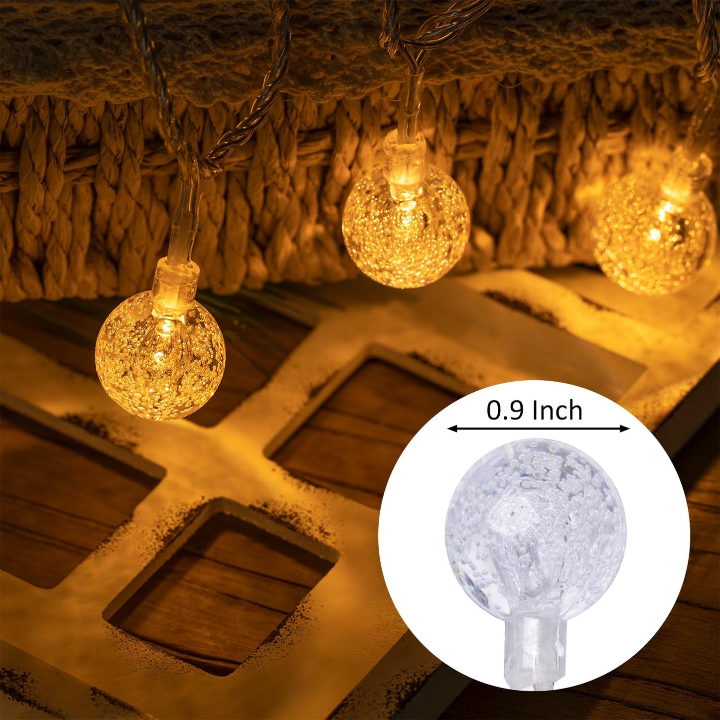 Ogrmar 49 ft 100 LED Globe Ball String Lights 8 Modes Crystal Bubble Ball String Lights with Remote, Timer Function & Connectable for Indoor Outdoor Wedding Christmas Garden Decor (100, Warm White)