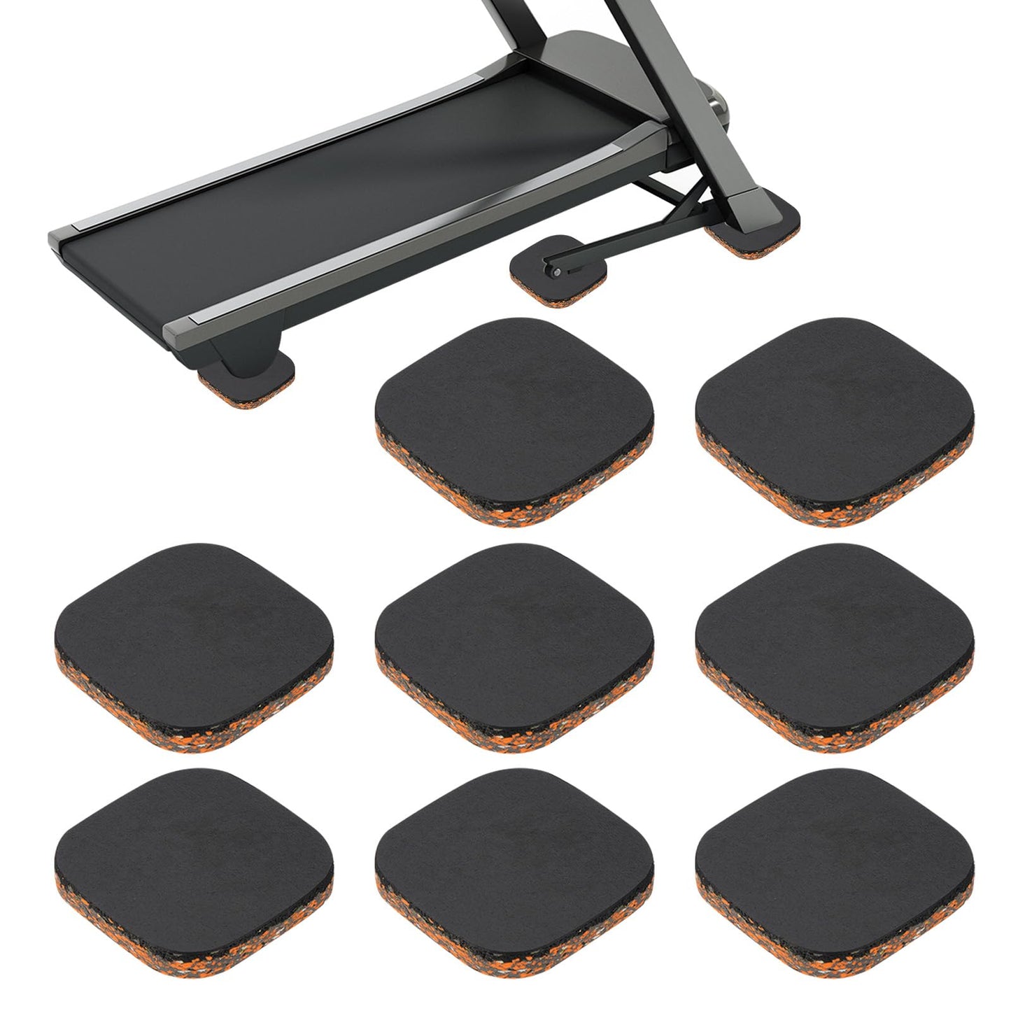 PATIKIL 8 Pcs Treadmill Mat Pads, 4x4x0.6 High Density Foam Anti Vibration Pad Sound Proof Floor Mat Exercise Equipment Mat for Carpet Protect Noise Reduction Home Gym, Black