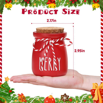 Christmas Mini Mason Jars, Winter Tiered Tray Decor, 4Pcs Holiday Farmhouse Decor Xmas Table Centerpieces Noel Merry & Jolly Decor for Home, Desk, Shelves, Christmas Gift