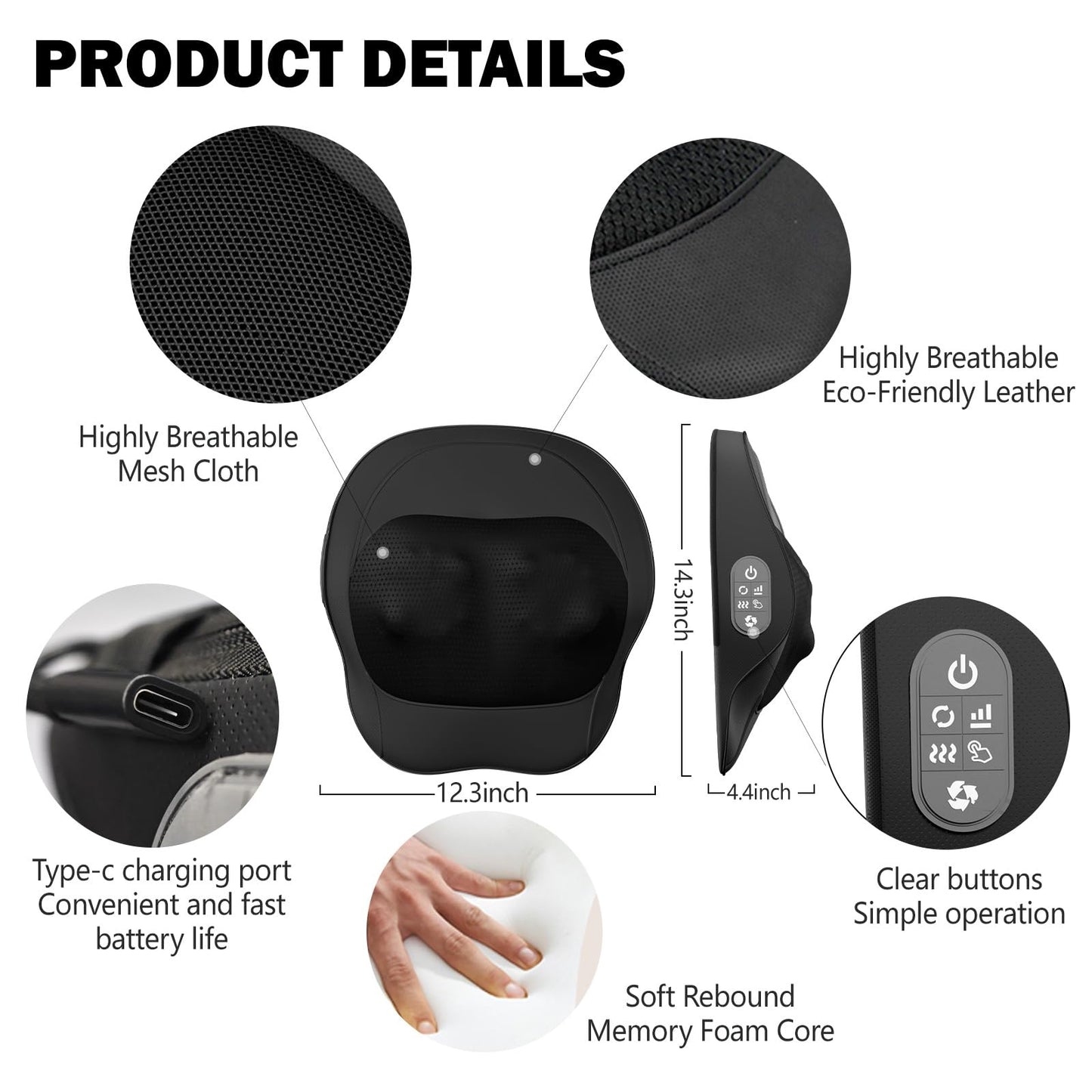 UEKUEK Rechargeable Back and Neck Massager with Heat,U6 New Upgrade Back Massager for Pain Relief Deep Tissue,4D Massage Heads,20 Massage Contacts for Neck,Shoulder,Legs,Foot,Gifts for Women Men