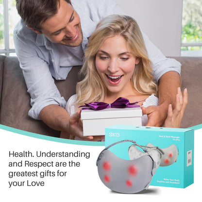 SKG Shiatsu Back Massager for Pain Relief Deep Tissue with Heat 4D Kneading Cordless Massage Pillow for Upper and Lower Back Gifts for Men adn Women Birthday Gifts (Need to Restart After 15 min)