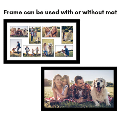 Americanflat 12x22 Collage Picture Frame with Polished Plexiglass - Fits Eight 4x6 Photos or One 12x22 Photo - Gallery Wall Frame Set - Signature Collection - Photo Frame for Wall Display – Black