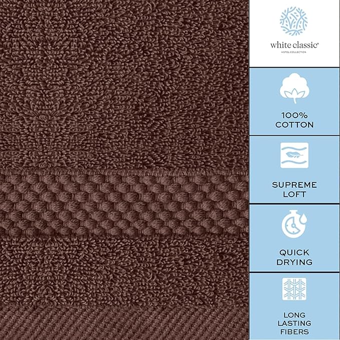 White Classic Luxury Cotton Washcloths 13x13 Inch