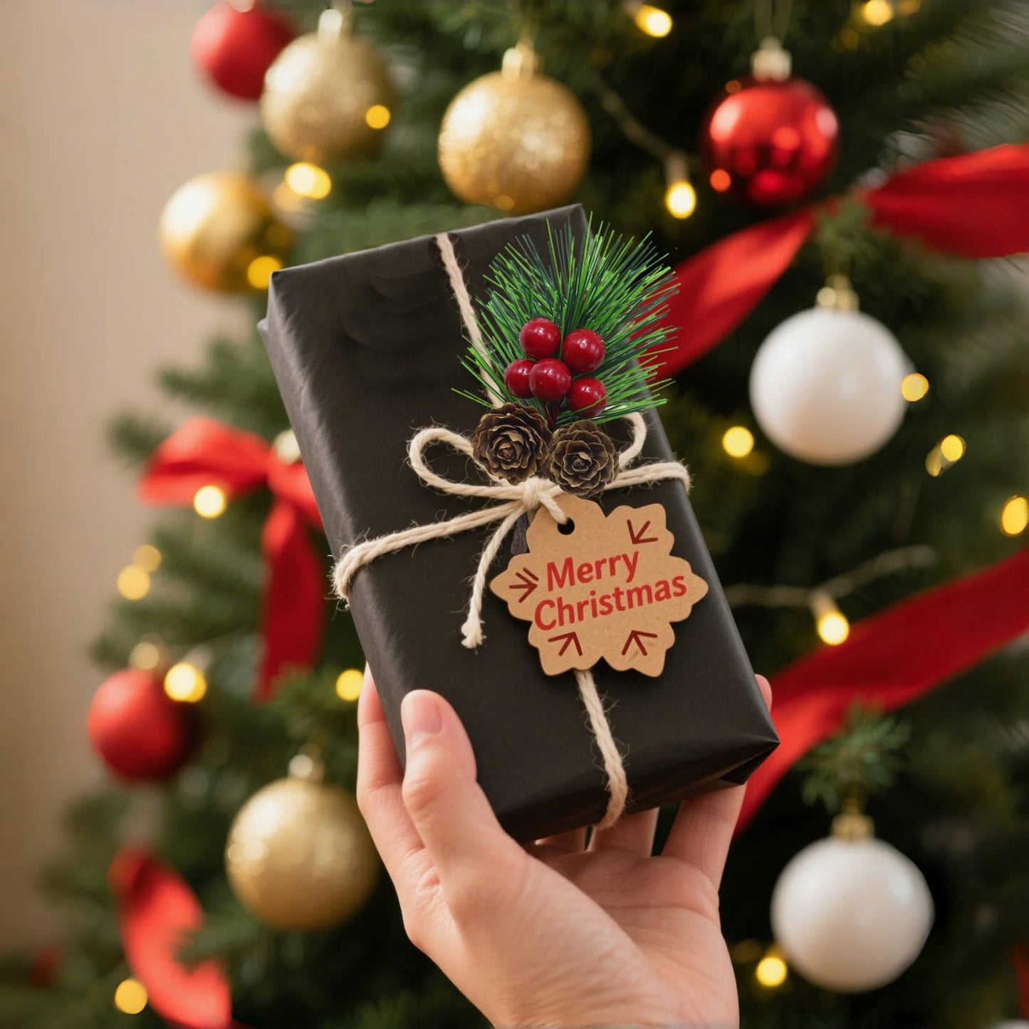 Christmas Floral Picks with Pine Cones and Holly Berries, 30Pcs Artificial Pine Greenery Stems Christmas Picks and Sprays for Holiday Decoration, Crafts, Gift Wrap Embellishments (30)