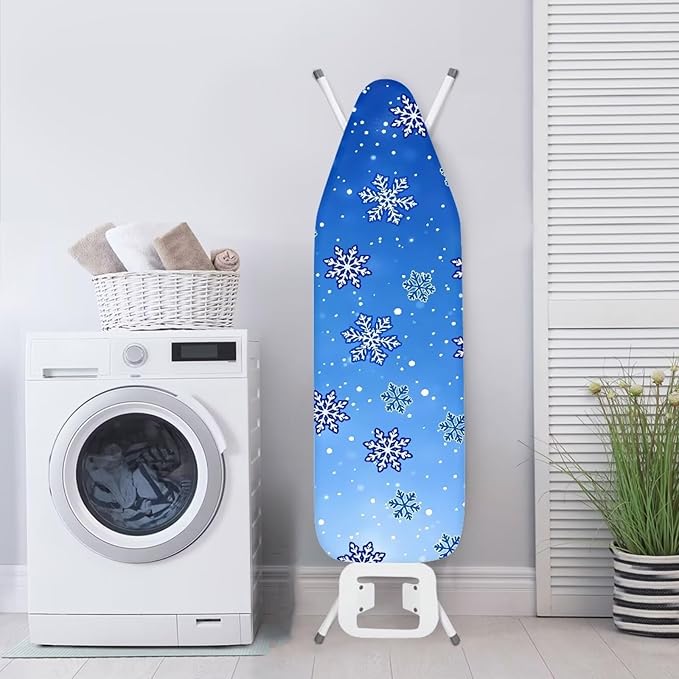 Ironing Board Cover wtih Blue Snowflake Print, Soft Stain Resistant Ironing