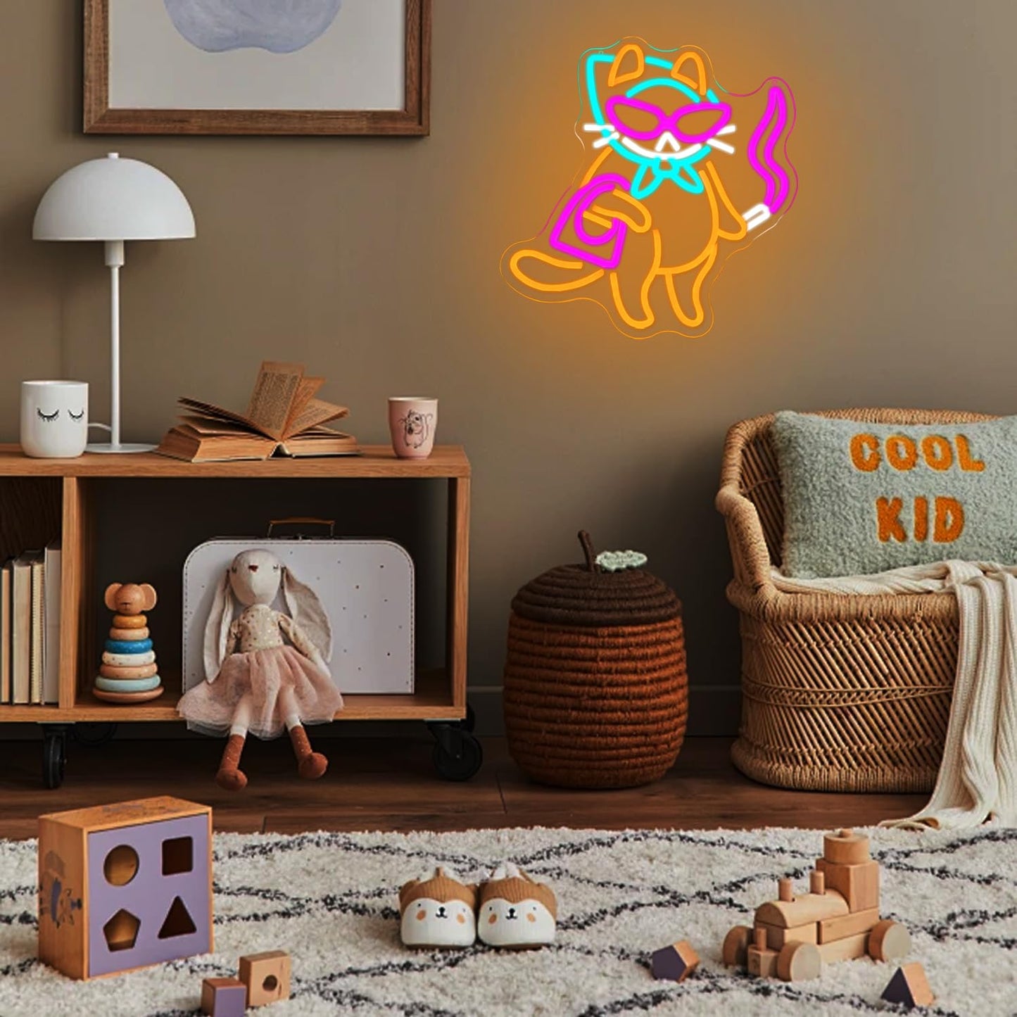 Cat Neon Sign for Wall Decor, Cool Cat Neon Light Wall Art with Dimmable Switch,USB Powered Cool Lady LED Light Up Sign Neon for bedroom,Bar, Living Room,Pet Shop Decor