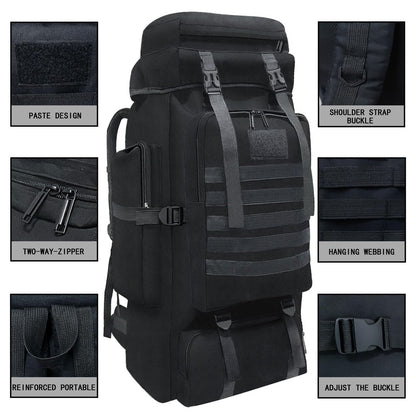 Wesoke 80L Camping Hiking Backpack for Men, Extra Large Survival Hunting Backpack, Waterproof Big Molle Military Tactical Rucksack, Oversized Outdoor Sport Travel Daypack (80L, Black)