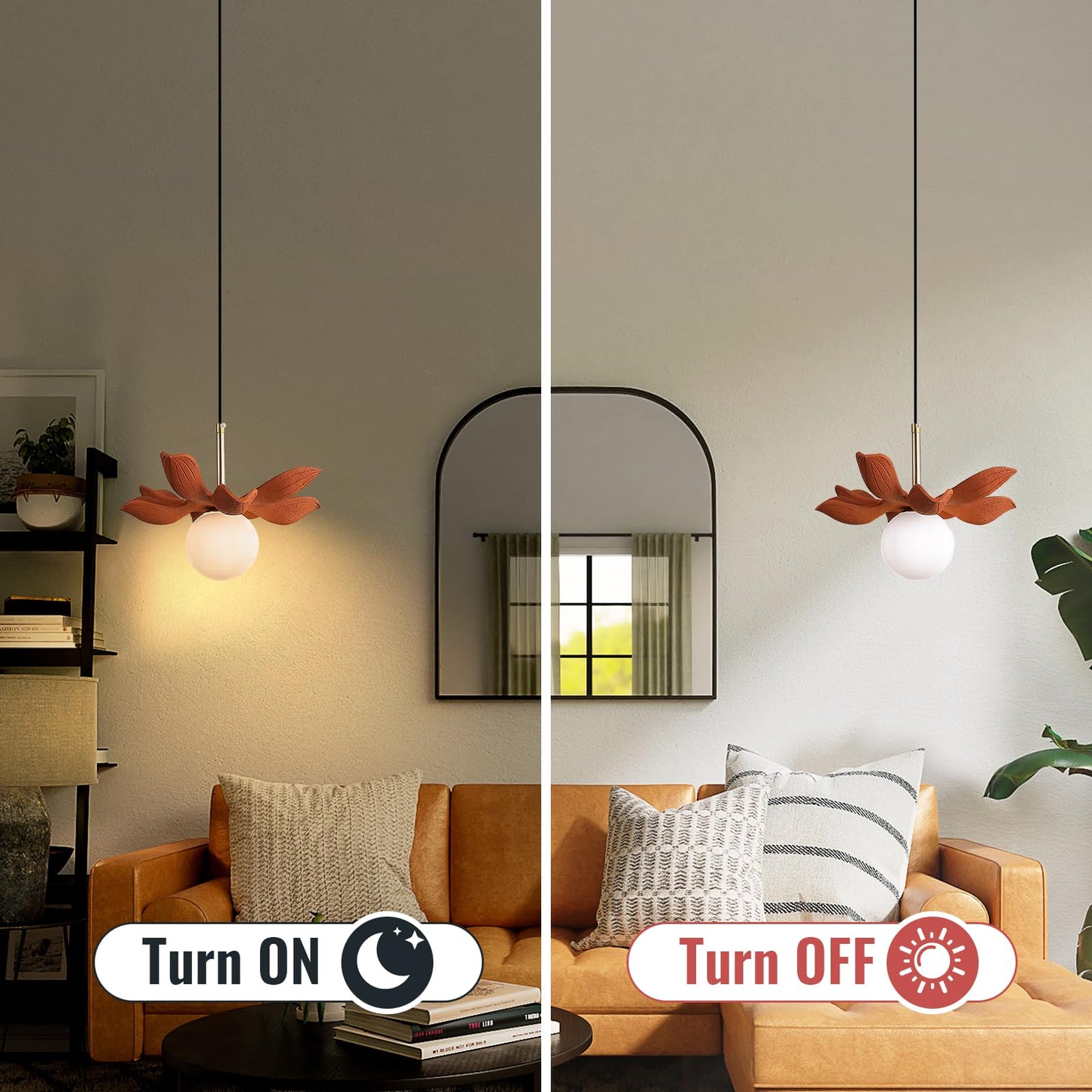 Feomcts Floral Pendant Light Adjustable Cord Dining Hanging Light Fixture