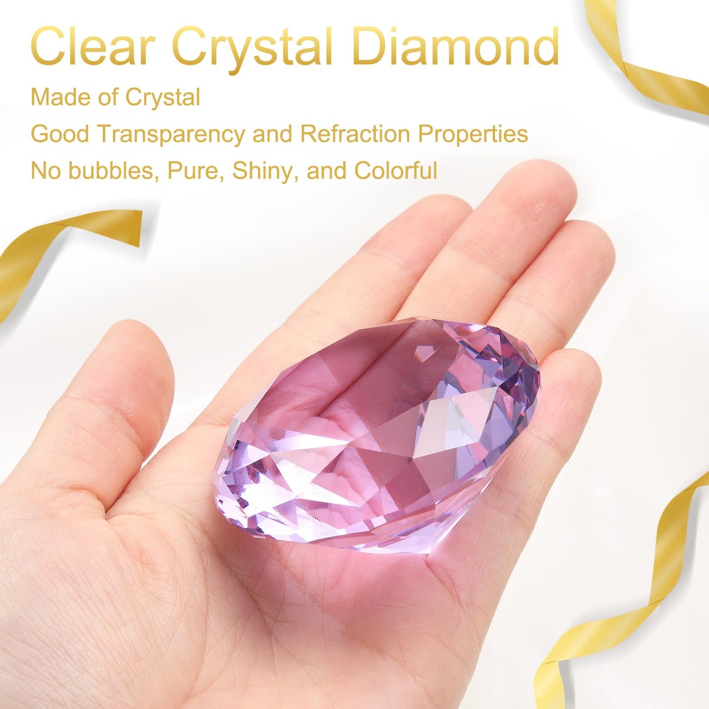 uxcell Clear Crystal Diamond Paperweight, 60mm(2.4") Artificial Diamond Sparkling Crystal Jewelry Gems Paperweight Decoration for Birthday Gift Parties Wedding Home(Purple)