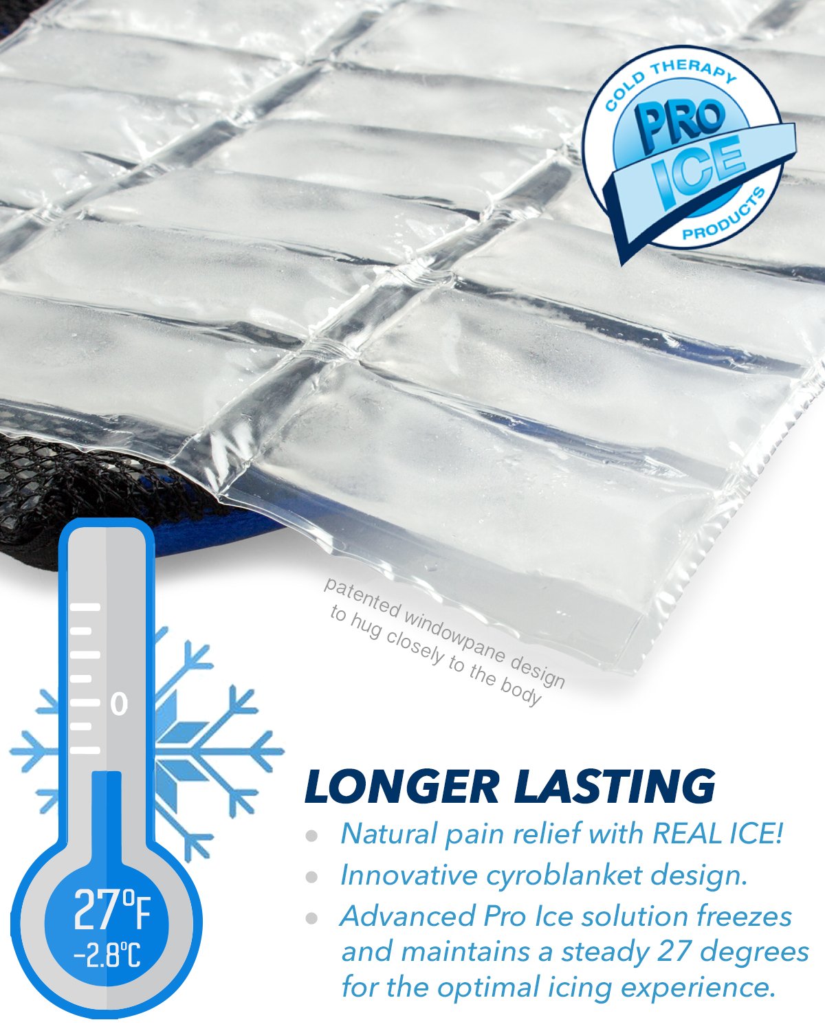 Pro Ice Cold Therapy Ice Pack Body Wrap for Knee, Arms, Hip or Back + Ice Pack Insert for PI 400 & PI-401