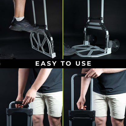WMR Heavy Duty Folding Aluminium Hand Truck Trolley | Multi-Purpose Sack Barrow Cart | Lightweight & Durable Aluminium Trolley for Luggage, Groceries, Office, Warehouse | 80KG Load Capacity