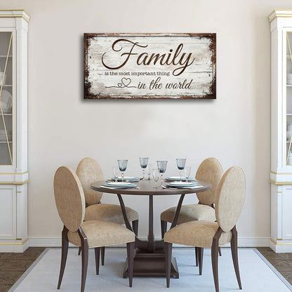 Family is Important Quotes Canvas Wall Art for Living Room|Wall Art|Family Prints Signs Framed|Wall Decor|Retro Picture Painting Artwork for Bedroom,Dining Room,Farmhouse,Home Wall Decoration,Ready to Hang 20"x40"