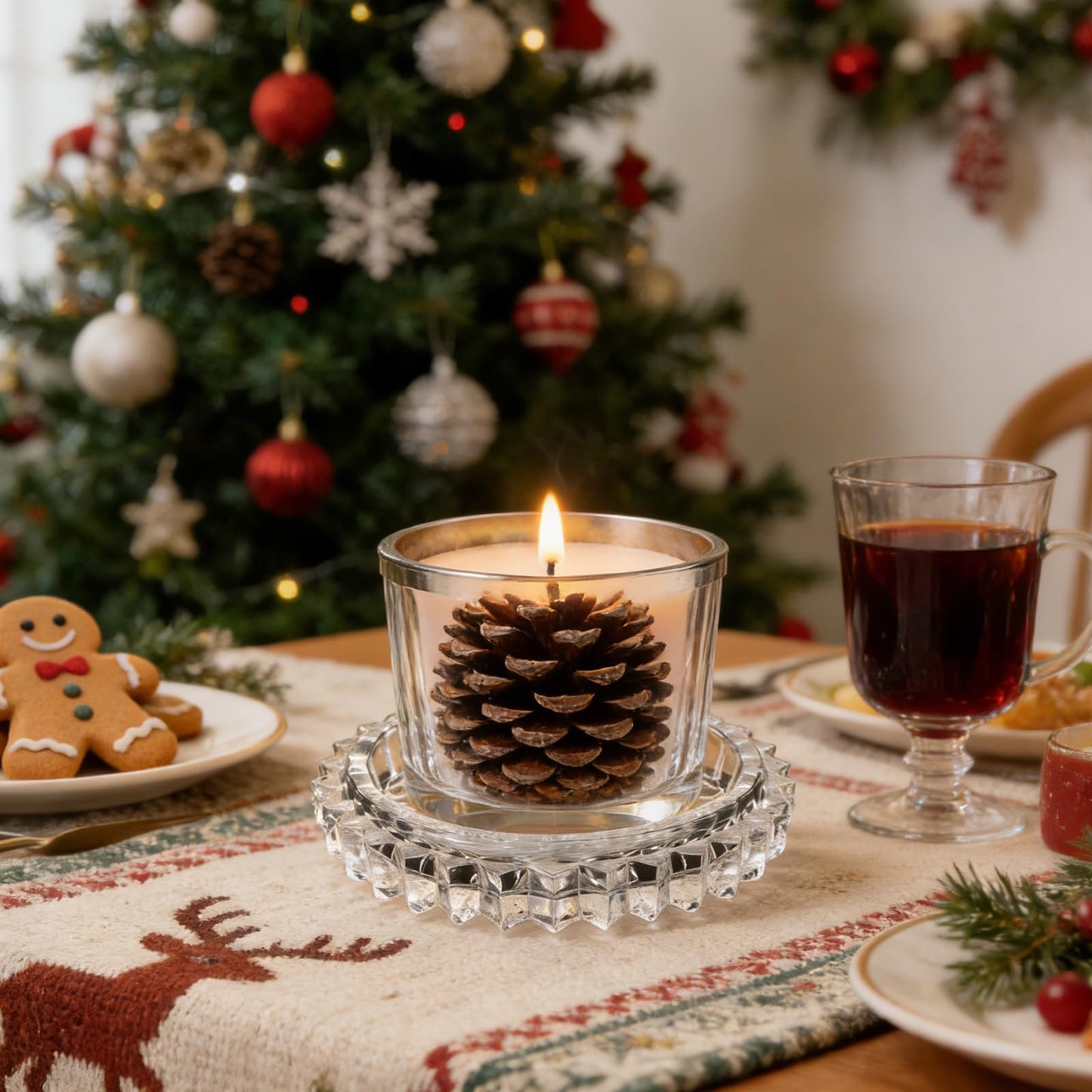 USfyccmr Glass Candle Holder – Modern Clear Glass Tray for Tea Lights & Votives Chic Home Decor Jewelry Holder Dish Decorative Coaster Plate Clear Candle Dish Display Accessory