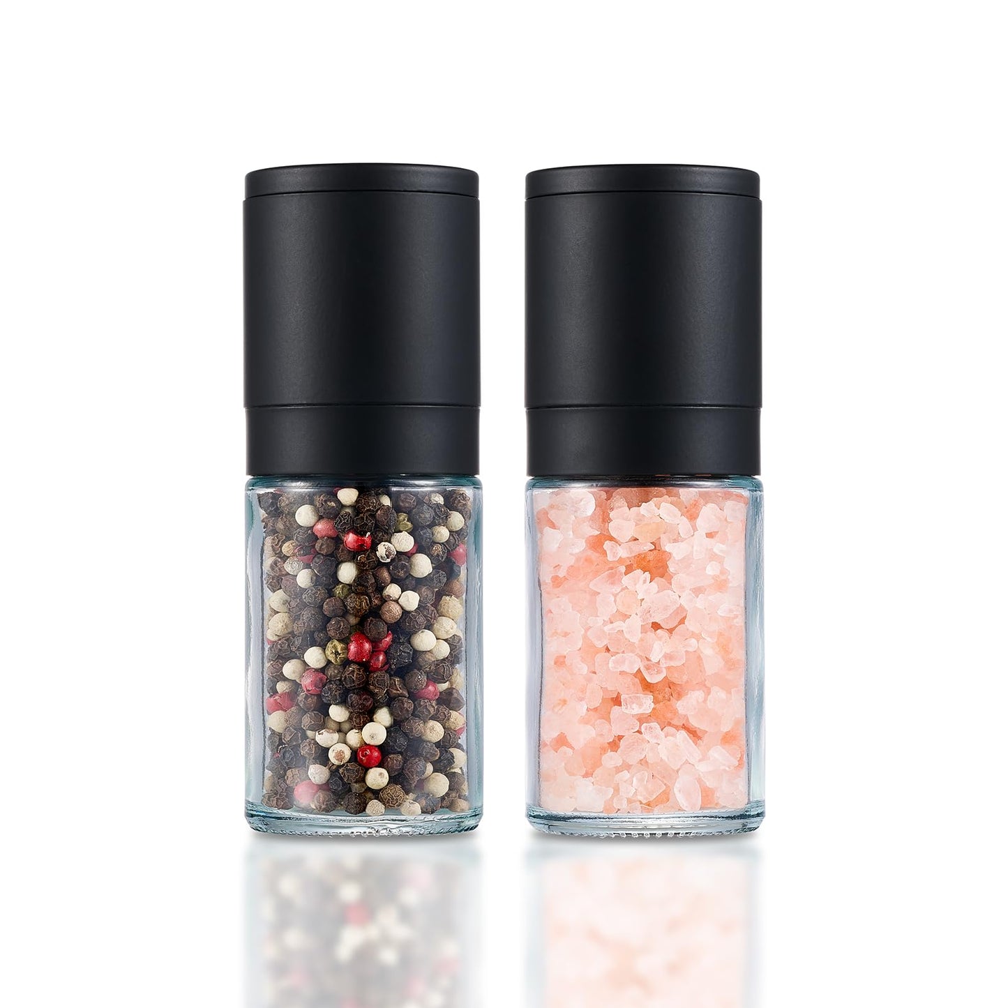 Salt and Pepper Grinder 2pcs Black Pepper Mill Refillable Manual Adjustable Coarseness Glass Material Fits in Home Kitchen Barbecue