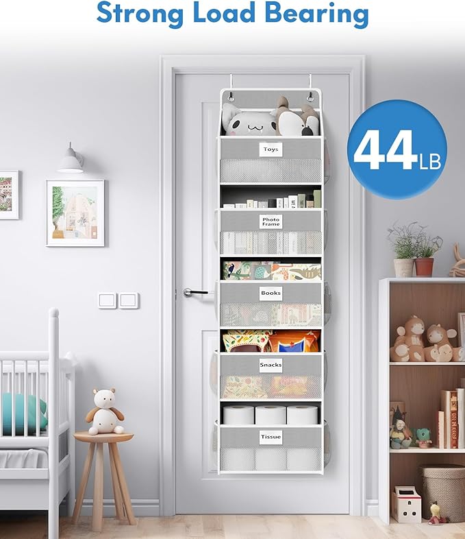 Over The Door Organizer Hanging, 2 Pack 5 Shelf Behind The Doors Storage