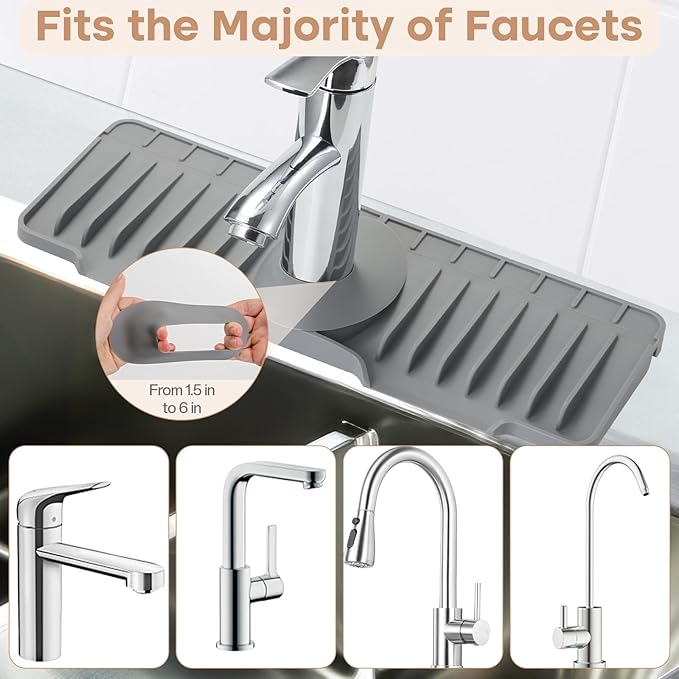 15.75 Inch kitchen Sink Faucet Mat, Silicone Sink Protector&Splash Guard