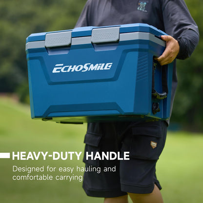 EchoSmile 35 Quart Insulated Cooler, Outdoor Portable Hard Cooler Ice Chest Box w/ 2 Cup Holders, Drain Plug, Bottle Opener, 3-Day Ice Retention for Camping, Beach, and Picnic,Navy