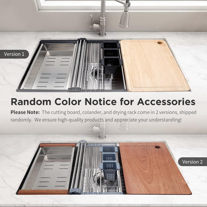 SANYCASA 30 Inch Undermount Kitchen Sink Superior Drain Kitchen Sinks 11 Gauge (3mm) Stainless Steel, Single Bowl Integrated Ledge Multifunctional Workstation Set -