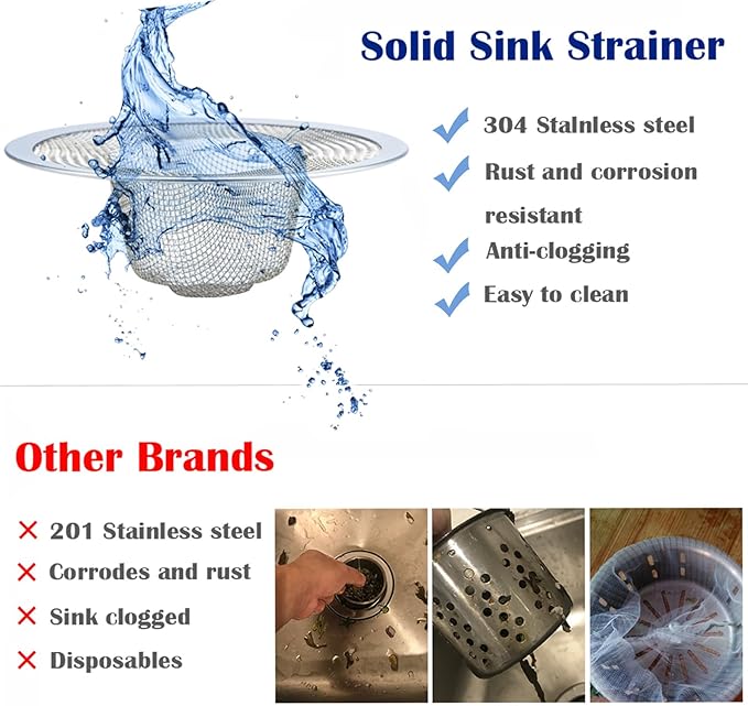 50 pcs Heavy Duty Stainless Steel Slop Basket Filter Trap, 2.75" Top / 1" Mesh