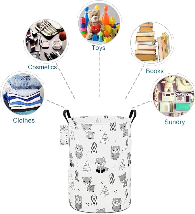 FANKANG Storage Basket, Nursery Hamper Canvas Laundry Basket Foldable