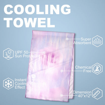 2 Pack Cooling Towel, Ice Towel for Neck, Soft Microfiber Chilly Towel Stay Cool for Sports, Yoga, Running, Gym, Workout, Biking, Camping & Outdoor Activities 40"x12", Green Wave& Lavender Mist Blooms