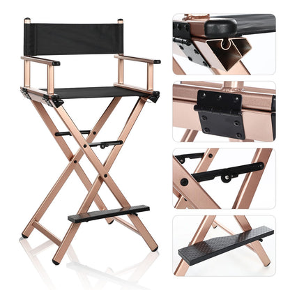 GDGYOFN 30'' Aluminum Tall Directors Chair, Portable Makeup Chair for Makeup Artist, Makeup Chair Teachers Chair Only 10.15LB, Rose Gold