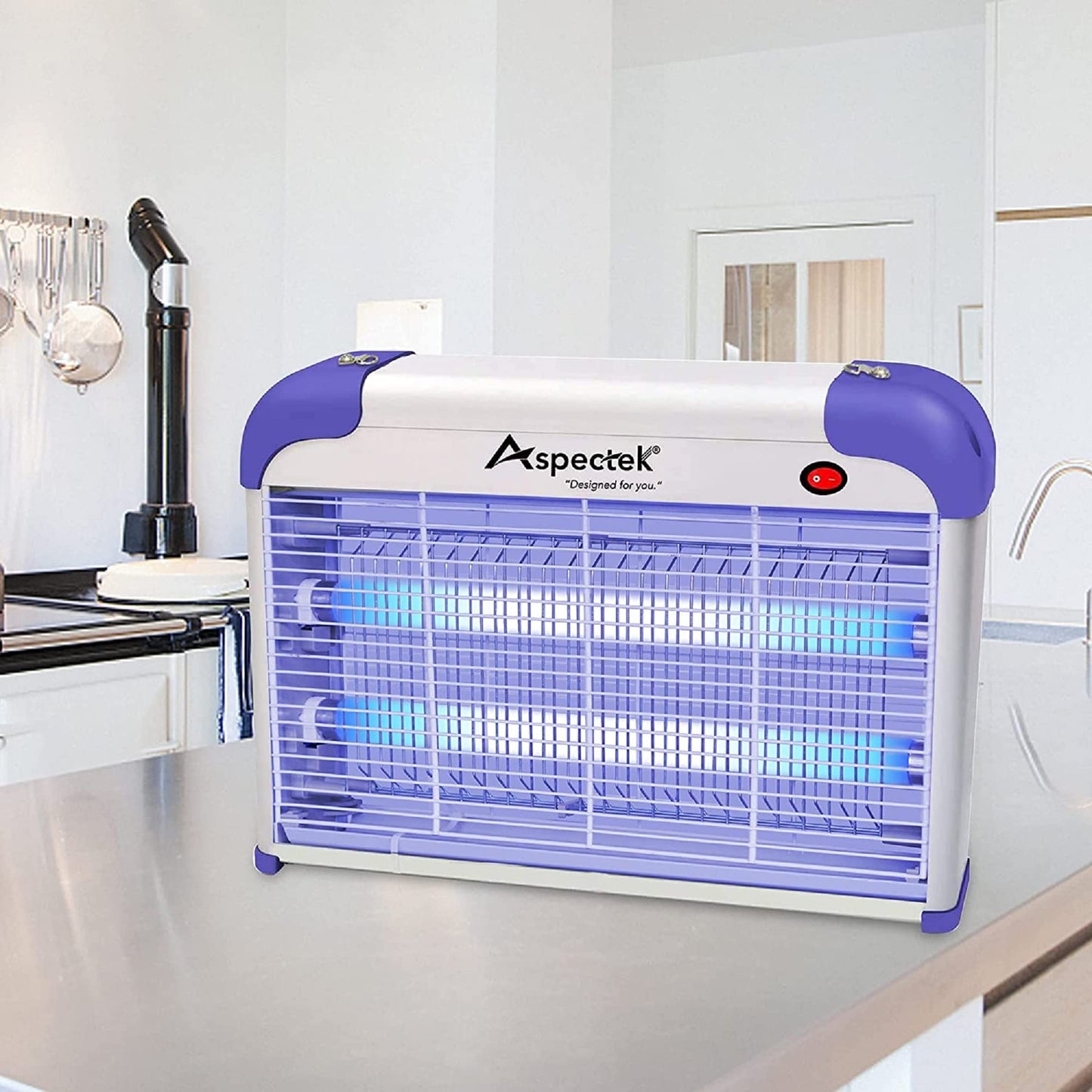 ASPECTEK 20W Indoor Bug Zapper, Powerful UV Bugs Lamp Attract Insects and 2800V Grid Kills Flying Insects, Includes 2 Replacement Insect Killer Lights
