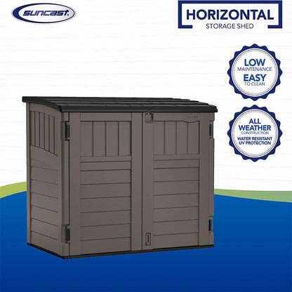 Suncast Outdoor Storage Shed for Backyard and Garden, Horizontal, 4' x 2.5', Stoney Grey - Portable Utility Deck and Cabinet for Tools, Equipment, and Garbage