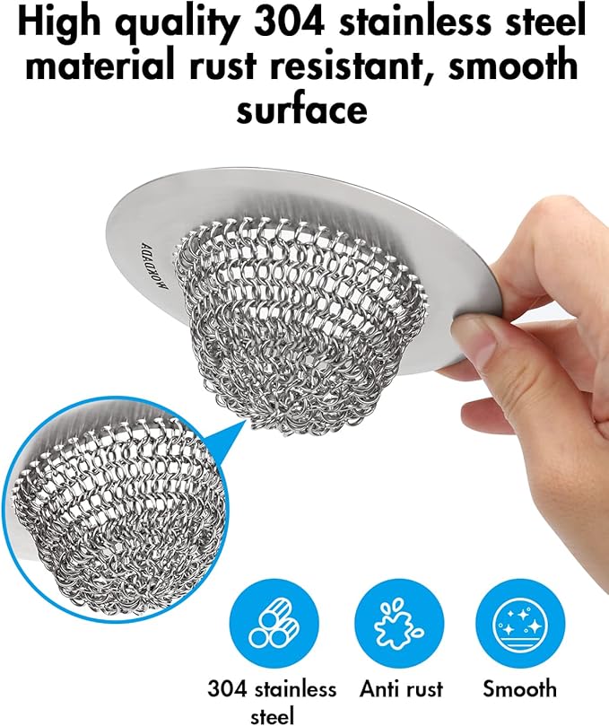 Sink Drain Strainer, Reversible Easy Clean Mesh Sink Strainer